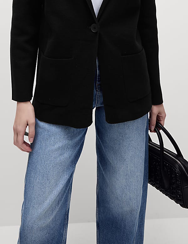 Cotton Rich Textured Relaxed Knitted Blazer - BE