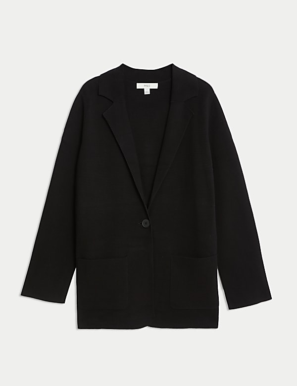 Cotton Rich Textured Relaxed Knitted Blazer - BE