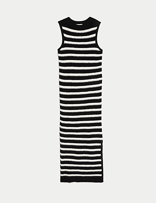 Cotton Rich Striped Midi Knitted Dress - PT