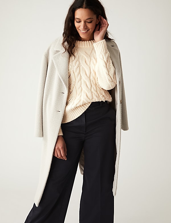 Embellished Cable Knit Crew Neck Jumper