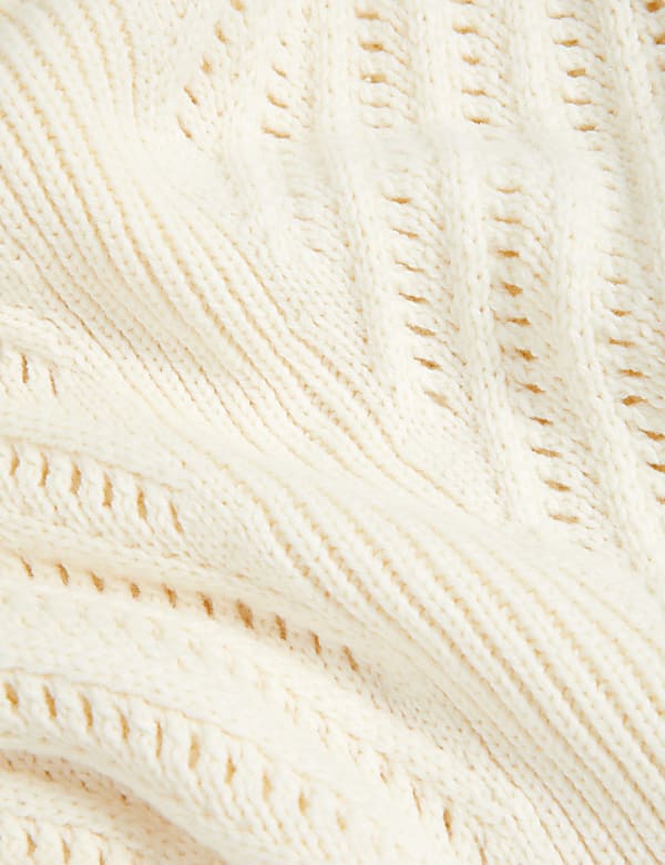 Cotton Rich Textured Crew Neck Knitted Top