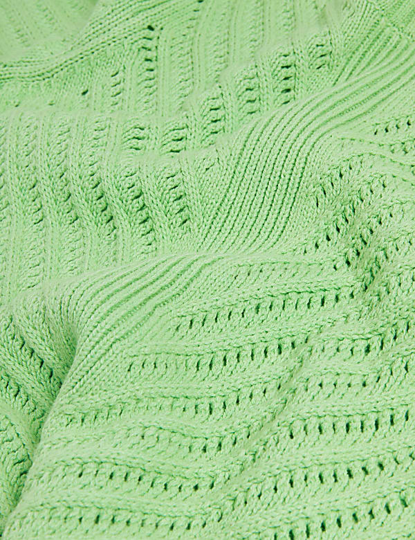 Cotton Rich Textured Crew Neck Knitted Top