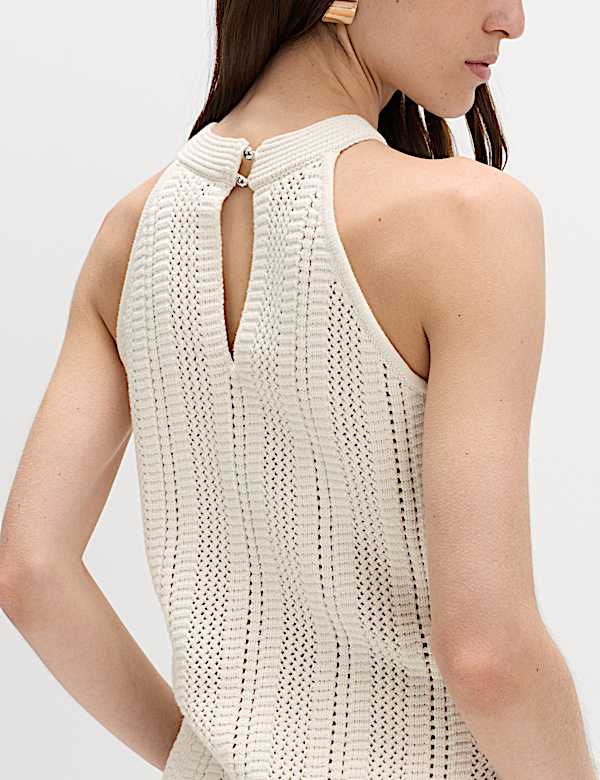 Cotton Rich Crochet Style Knitted Vest - JO