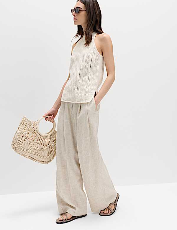 Cotton Rich Crochet Style Knitted Vest - JO