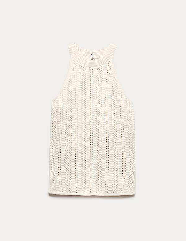 Cotton Rich Crochet Style Knitted Vest - JO