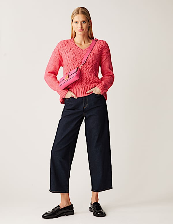 Cable Knit V-Neck Relaxed Jumper - AU