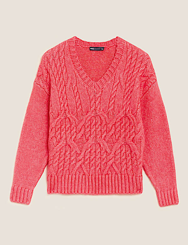Cable Knit V-Neck Relaxed Jumper - AU