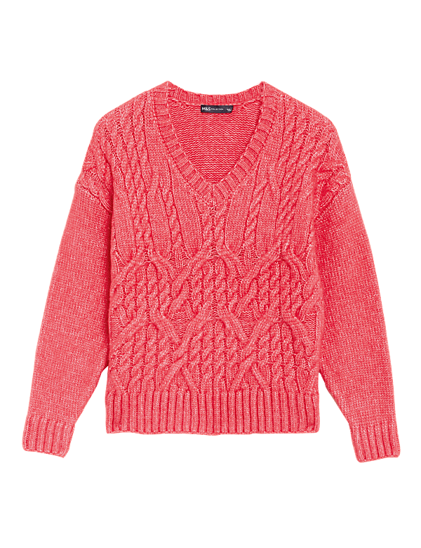 Cable Knit V-Neck Relaxed Jumper