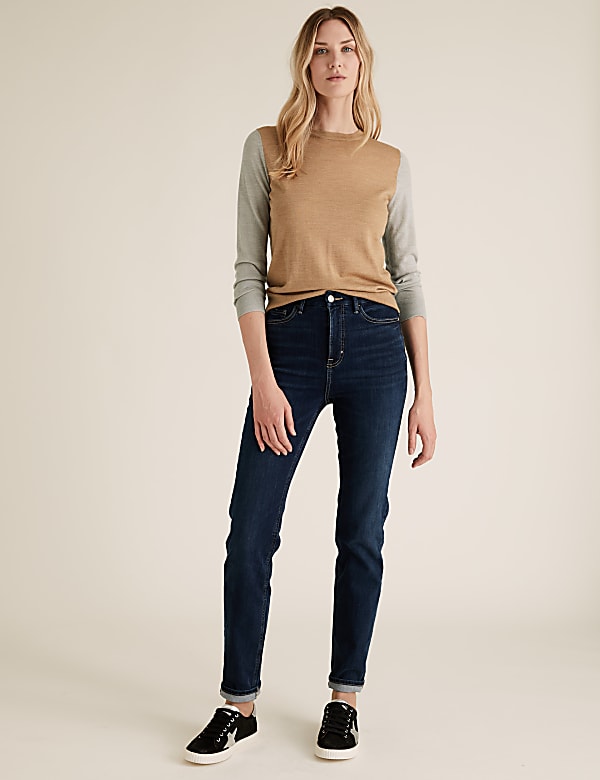 Pure Merino Wool Colour Block Jumper