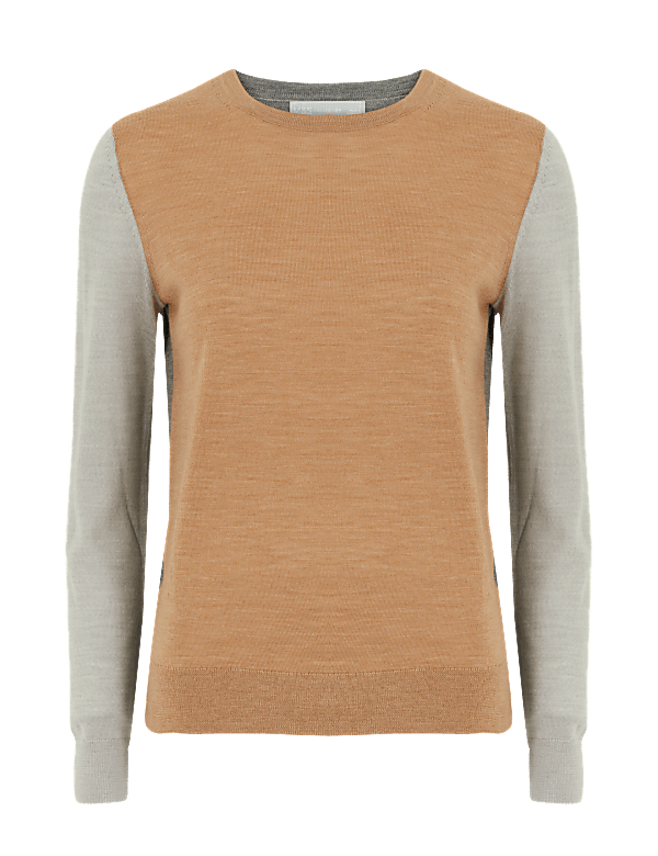 Pure Merino Wool Colour Block Jumper
