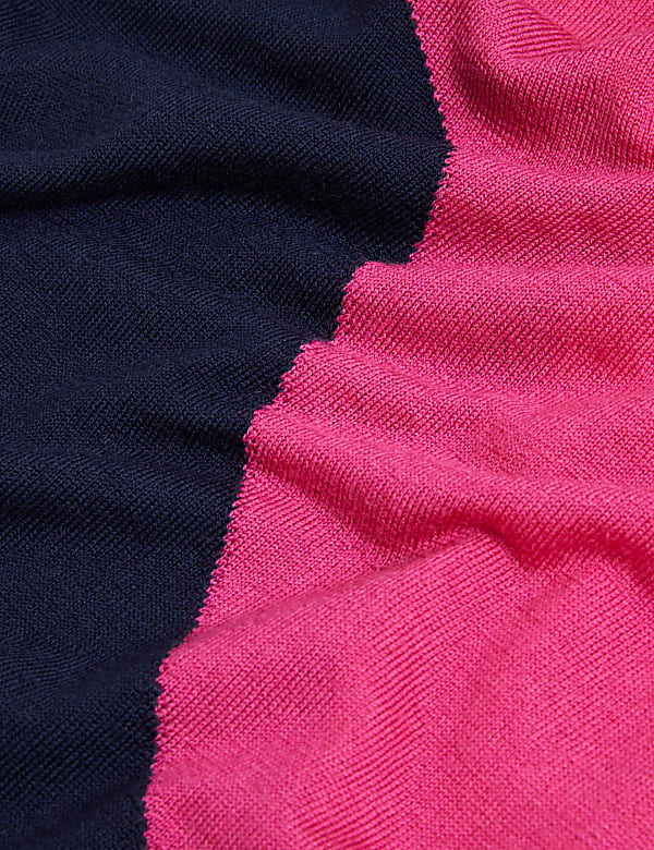 Pure Merino Wool Colour Block Jumper