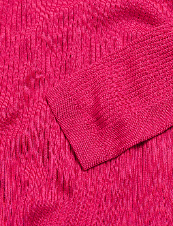Pure Merino Wool Ribbed Longline Jumper