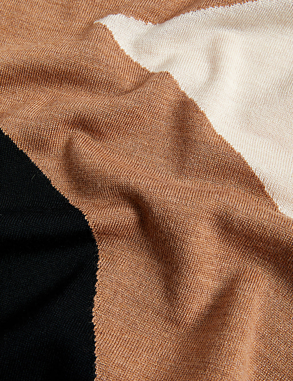 Pure Merino Wool Colour Block Jumper