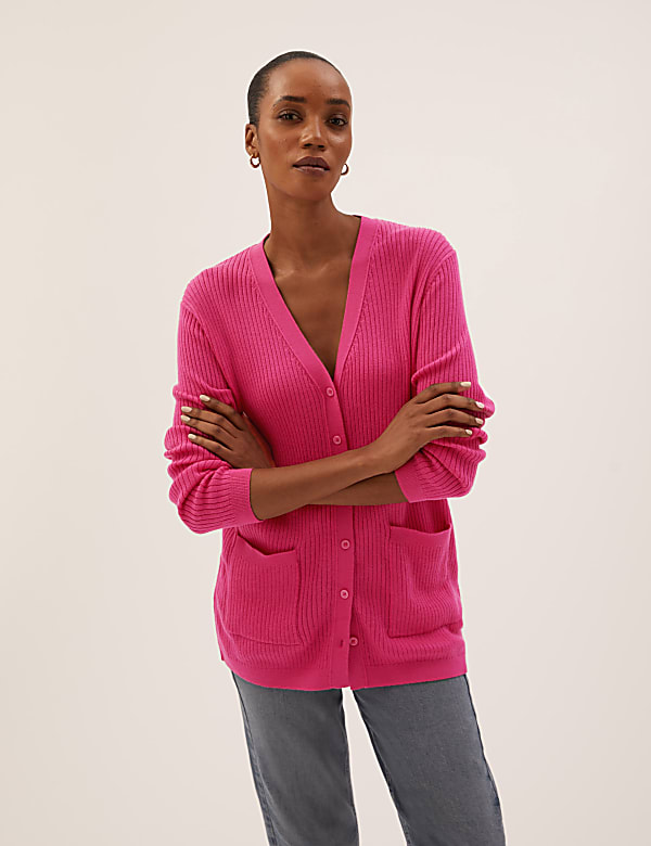 Pure Merino Wool V Neck Longline Cardigan NAVY Cardigans M S CH