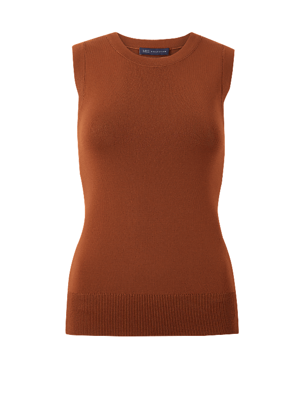 Round Neck Sleeveless Knitted Top