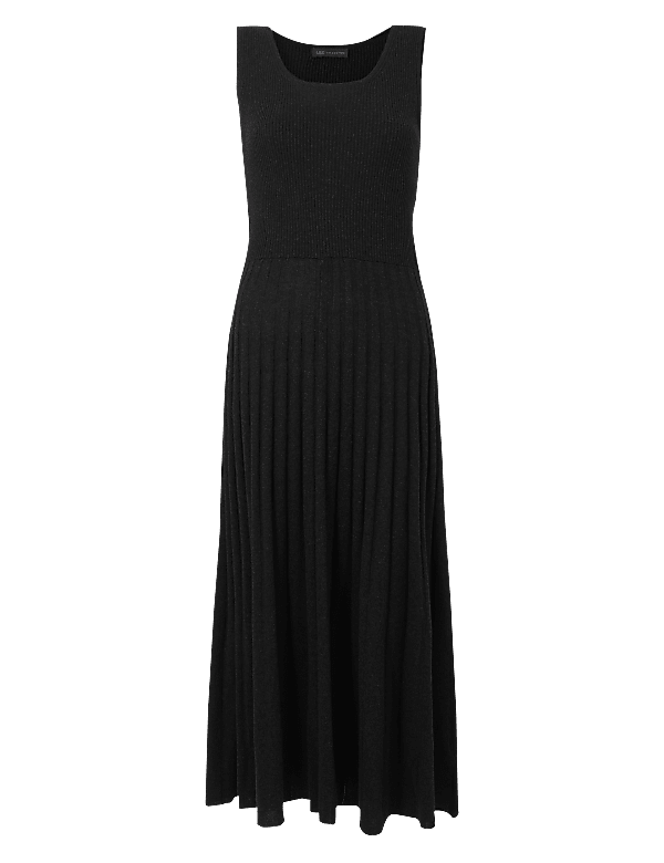 Linen Blend Round Neck Knitted Dresses