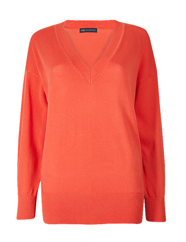 Pure Cotton V-Neck Jumper