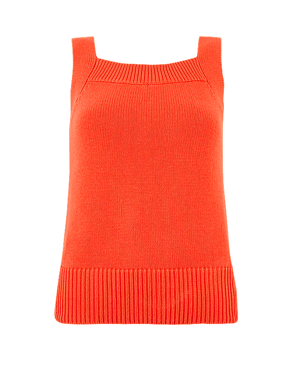 Pure Cotton Square Neck Knitted Vest Top