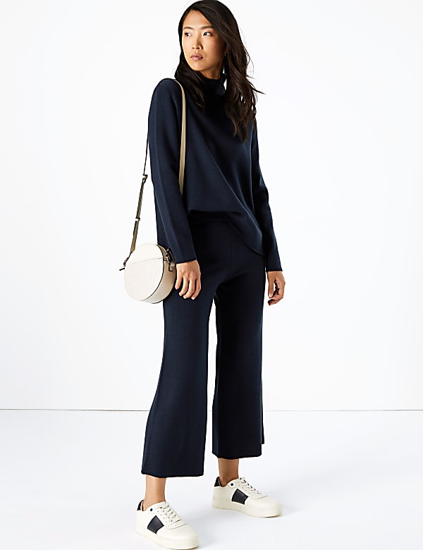 Wool Blend Wide Leg Culottes
