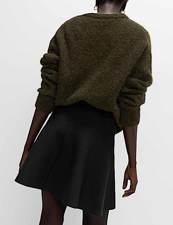 Knitted Mini A-Line Skirt - ID