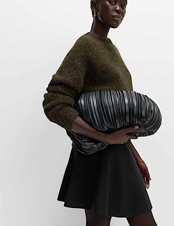 Knitted Mini A-Line Skirt - ID