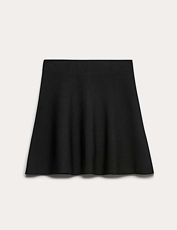 Knitted Mini A-Line Skirt - ID