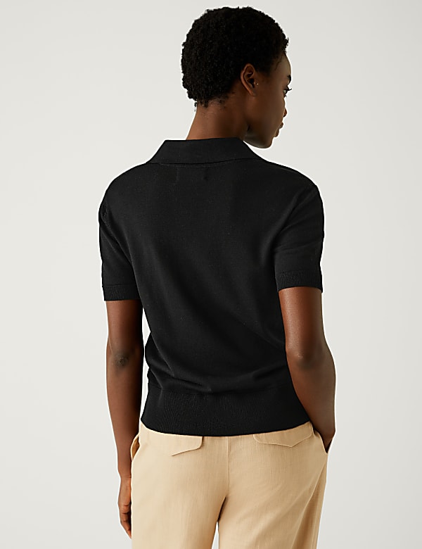 Pure Merino Wool Collared Knitted Top
