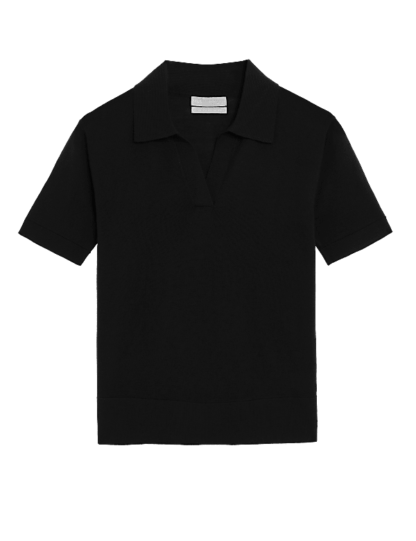 Pure Merino Wool Collared Knitted Top