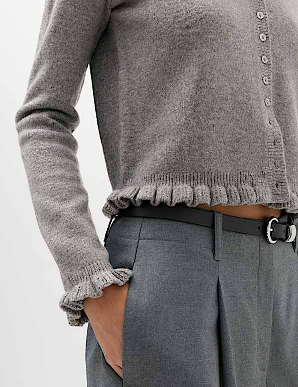 Ruffle Crew Neck Cardigan - LT