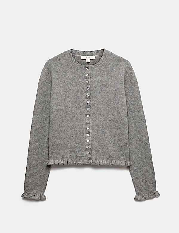 Ruffle Crew Neck Cardigan - LT