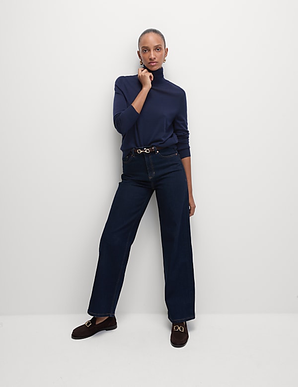 Jumper Kerah Leher Gulung Wol Merino Murni - ID