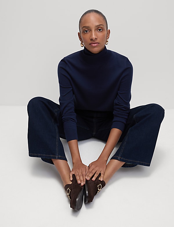 Jumper Kerah Leher Gulung Wol Merino Murni - ID