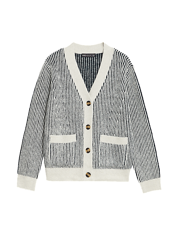 Recycled Blend Striped V-Neck Cardigan