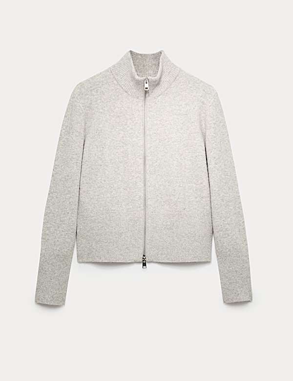 Funnel Neck Zip Up Knitted Jacket - CY