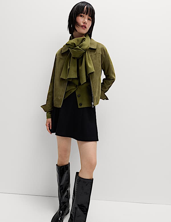 Air-Yarn Scarf-Neck Cardigan - JO