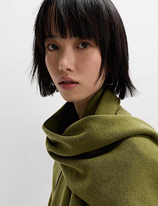 Air-Yarn Scarf-Neck Cardigan - JO