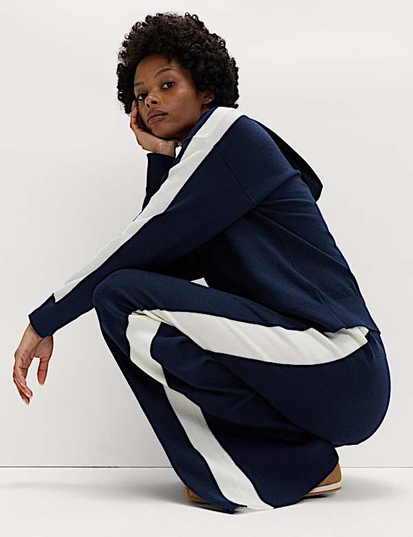 Wide Leg Knitted Trousers with Wool - BG