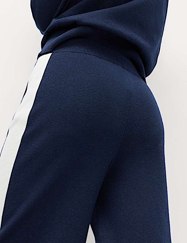 Wide Leg Knitted Trousers with Wool - BG