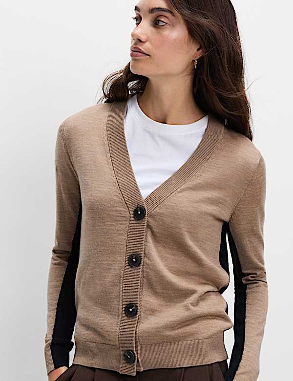 Pure Merino Wool V-Neck Cardigan - AT