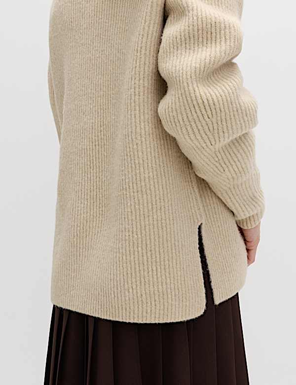 V-Neck Ribbed Jumper With Wool - JE