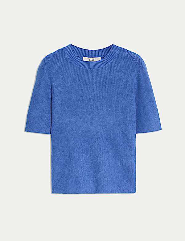 Air-Yarn Crew Neck Knitted Top