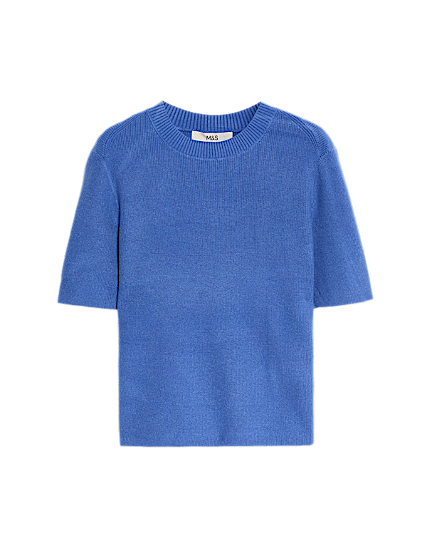 Air-Yarn Crew Neck Knitted Top