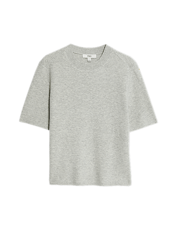 Air-Yarn Crew Neck Knitted Top