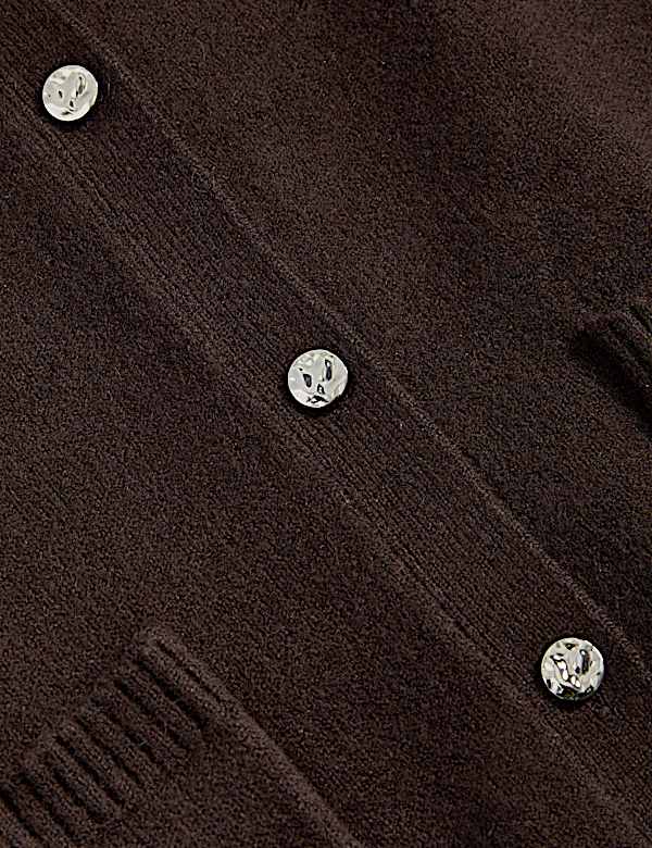Air-Yarn Crew Neck Button Front Cropped Cardigan