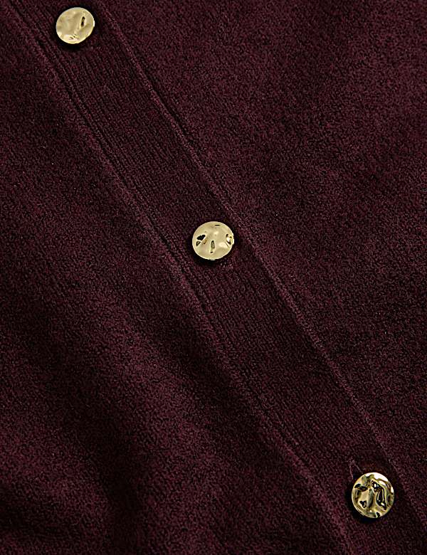 Air-Yarn Crew Neck Button Front Cropped Cardigan