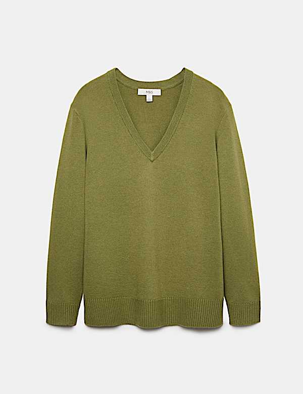 Air-Yarn V-Neck Oversized Longline Jumper - EE