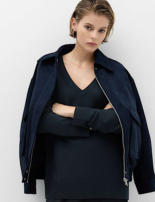 Air-Yarn V-Neck Oversized Longline Jumper - NZ