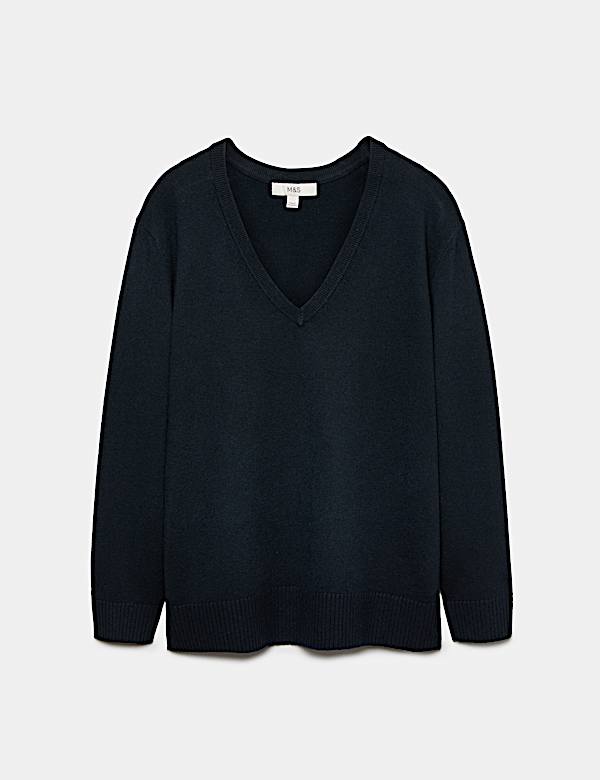 Air-Yarn V-Neck Oversized Longline Jumper - NZ