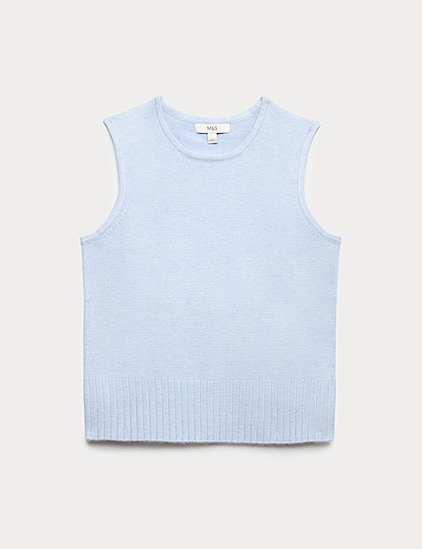 Air-Yarn Crew Neck Knitted Vest - SK