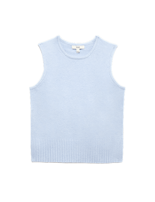 Air-Yarn Crew Neck Knitted Vest